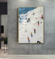 Skier on Snowy Mountain sky sport by Palette Knife wall art minimalism